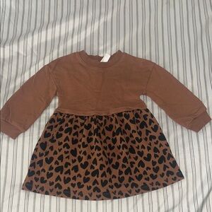 Carter's Brown Dress with Black Heart Design